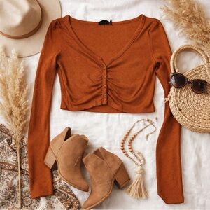 Out From Under Urban Outfitters Ruched Ribbed Crop Top – Size L ⭐